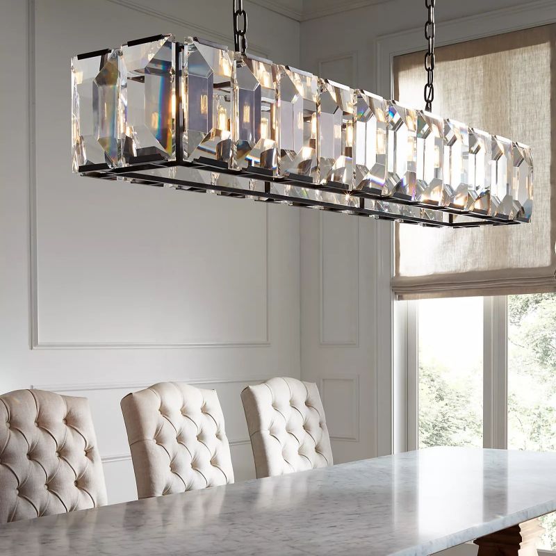 Harson Crystal Rectangular Chandelier 74" - thebelacan