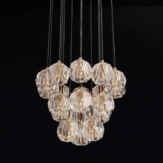 Kristal Glass Round Cluster Chandelier 19" - thebelacan