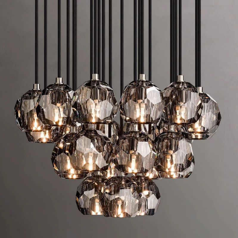 Kristal Glass Round Cluster Chandelier 24" - thebelacan