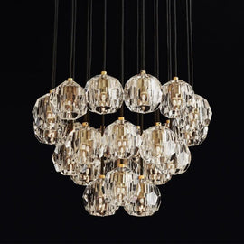 Kristal Glass Round Cluster Chandelier 24" - thebelacan