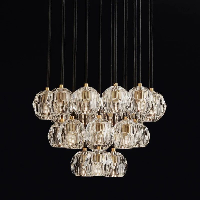 Kristal Glass Round Cluster Chandelier 24" - thebelacan