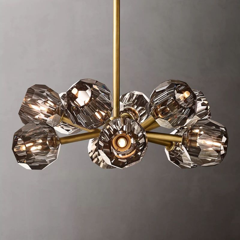 Kristal Smoke Glass Round Chandelier 24" - thebelacan