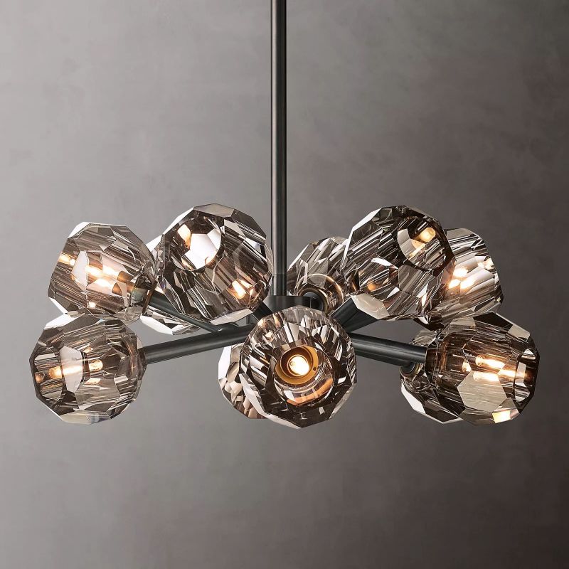 Kristal Smoke Glass Round Chandelier 24" - thebelacan