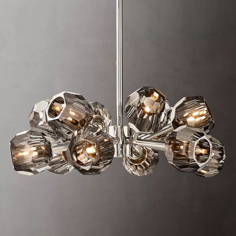 Kristal Smoke Glass Round Chandelier 24" - thebelacan