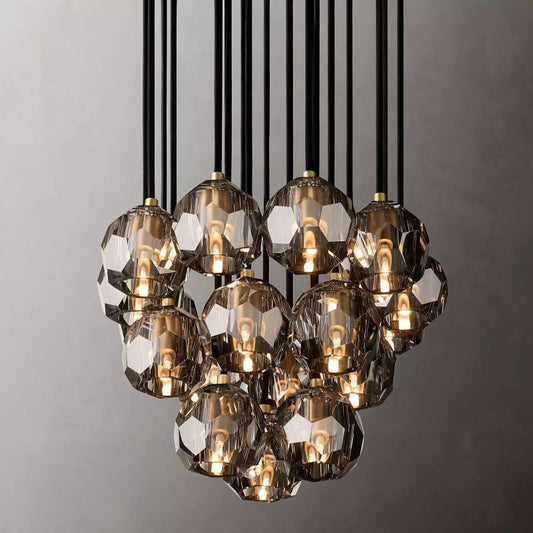 Kristal Glass Round Cluster Chandelier 19" - thebelacan