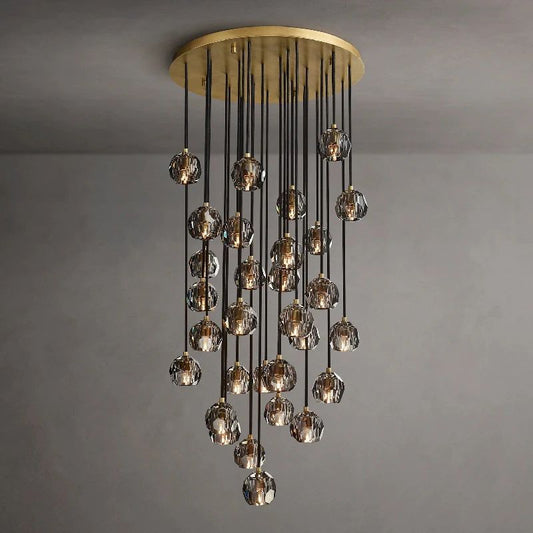 Kristal Smoke Glass Round Cluster Chandelier 30" - thebelacan