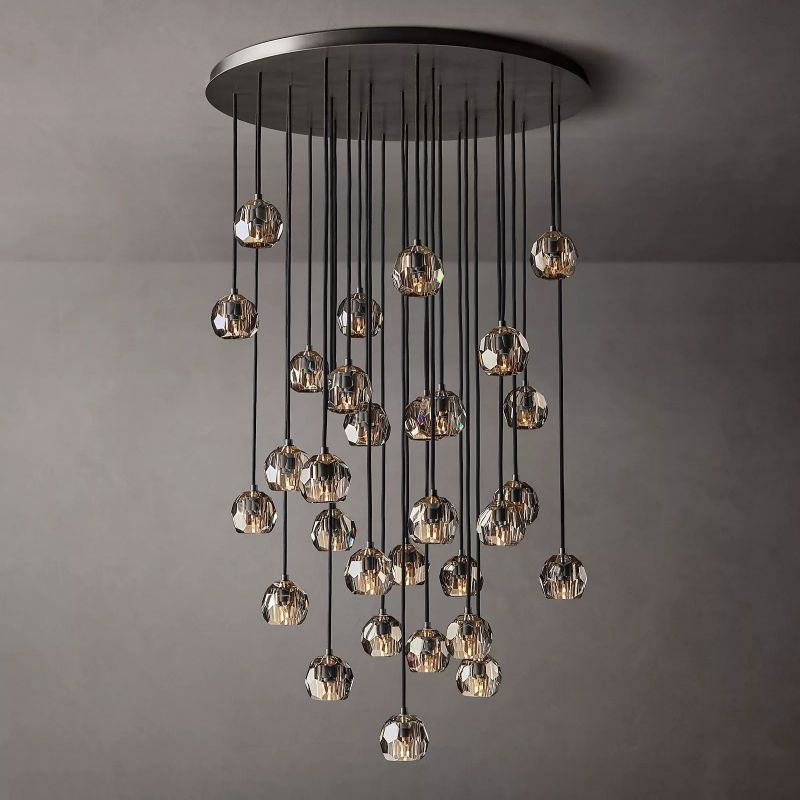 Kristal Smoke Glass Round Cluster Chandelier 40" - thebelacan