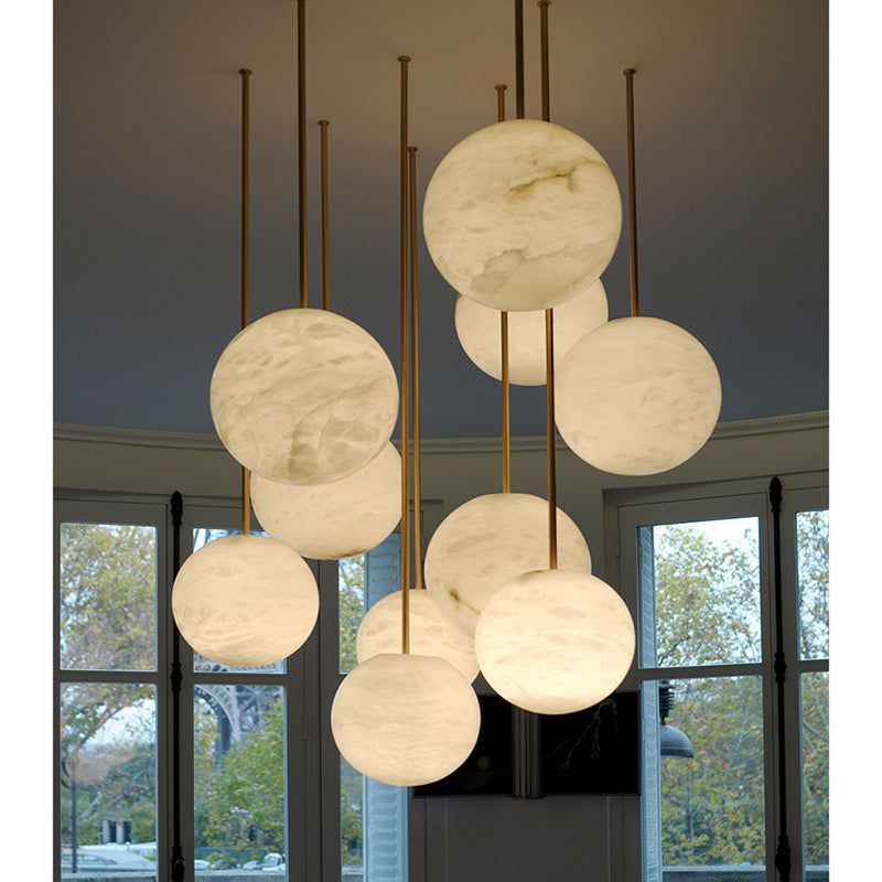 Nami Alabaster Sphere Staircase Chandelier - thebelacan