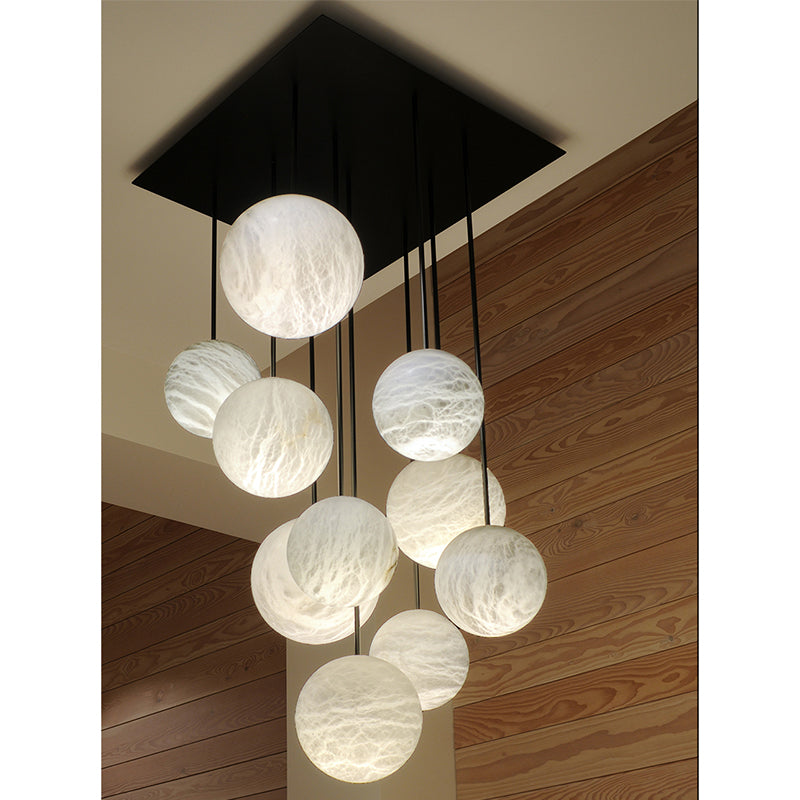 Nami Alabaster Sphere Staircase Chandelier - thebelacan