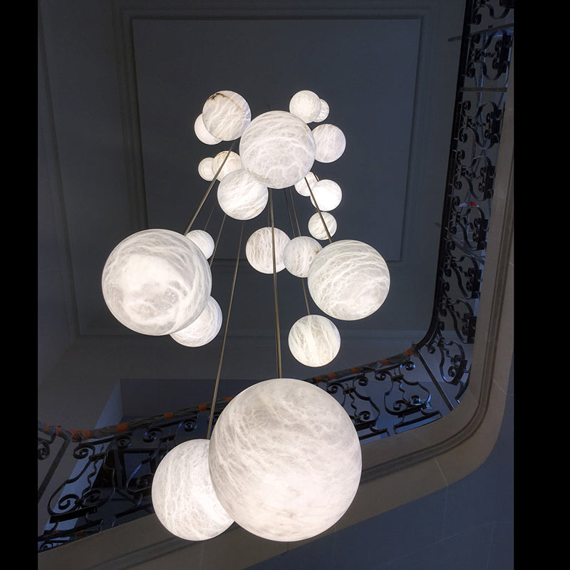 Nami Alabaster Sphere Staircase Chandelier - thebelacan