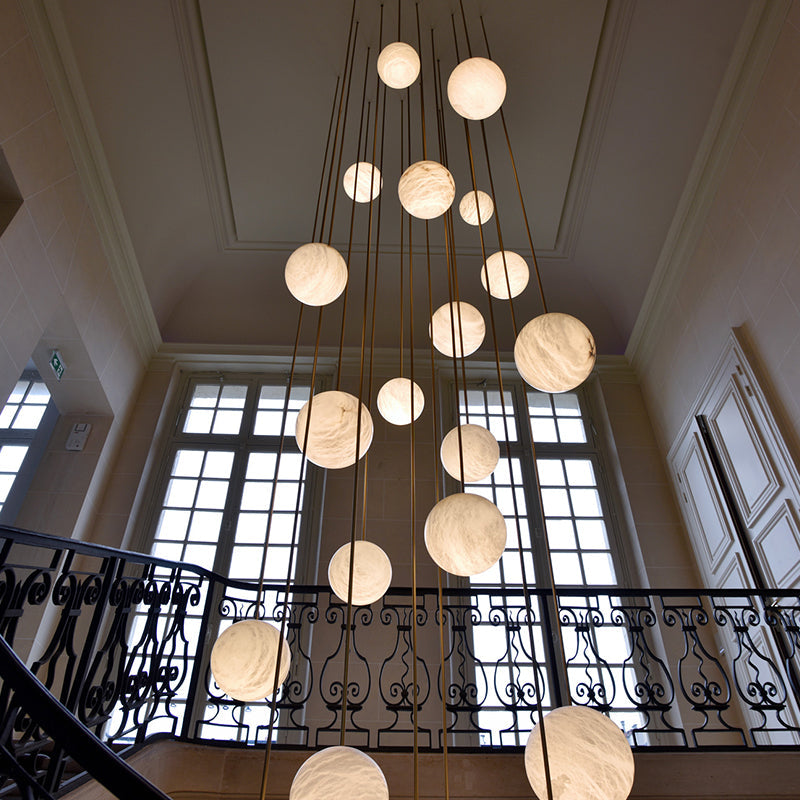 Nami Alabaster Sphere Staircase Chandelier - thebelacan