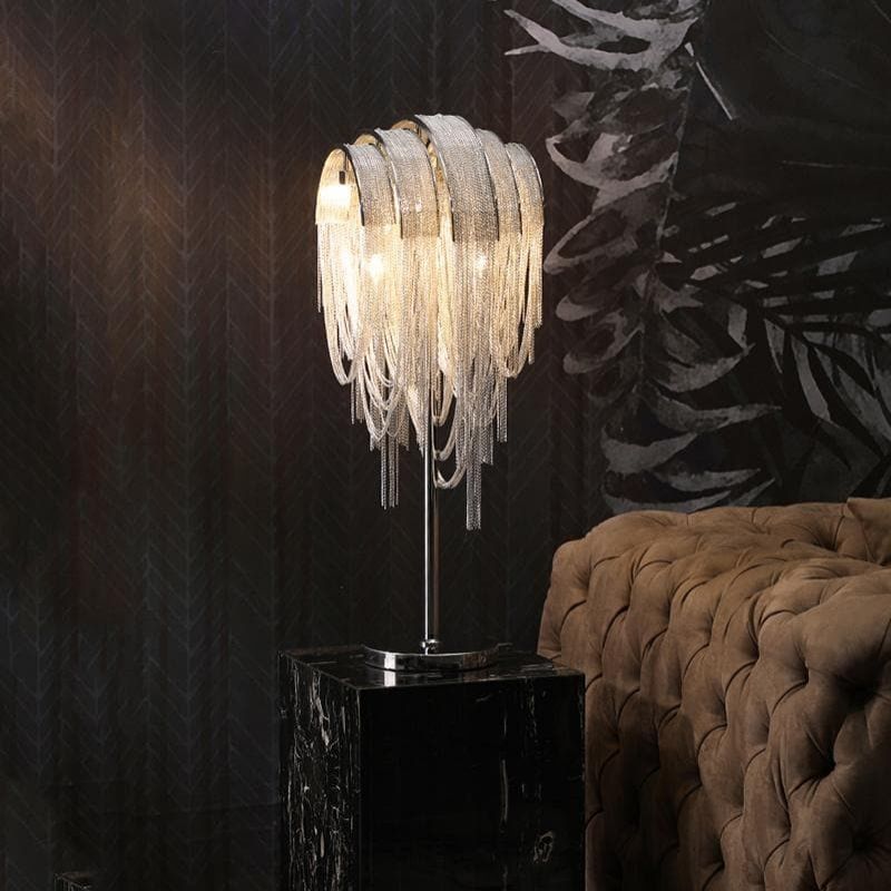 Alisa Luxury Hardware Aluminum Chain Tassel Table Lamp - thebelacan